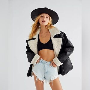 Free People Kaja Vegan Bonded Peacoat